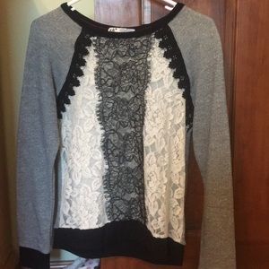 Lace Design Crew Neck